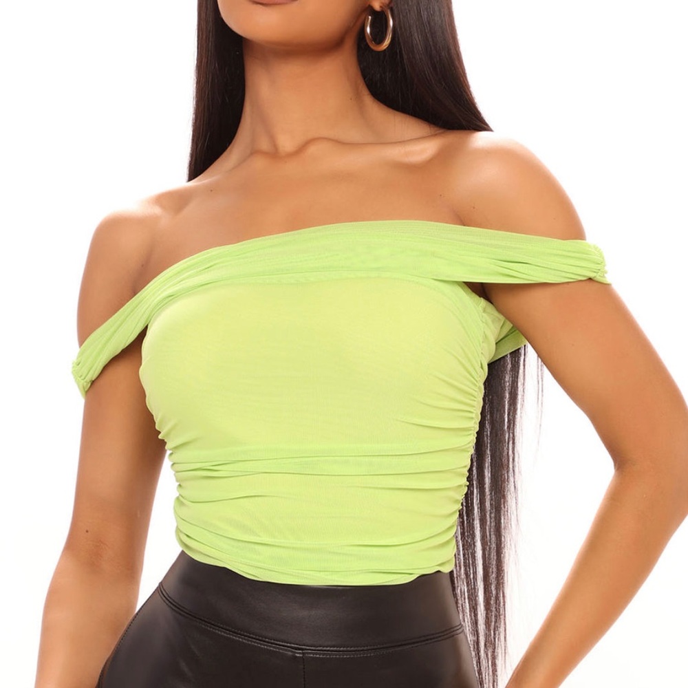 Green Bodysuit | Ruched Bodysuit | Mesh Bodysuit